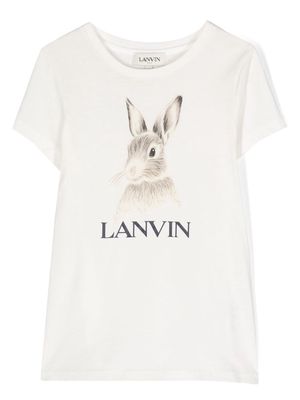 Lanvin Enfant Botanica rabbit-print cotton T-shirt - White