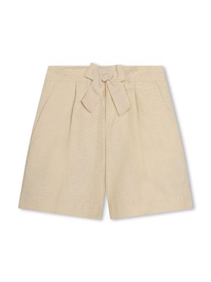 Lanvin Enfant bow-detail cotton shorts - Neutrals