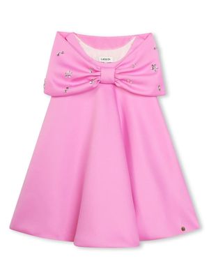 Lanvin Enfant crystal-embellished bow-detail dress - Pink