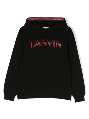 Lanvin Enfant Curb logo-embroidered hoodie - Black