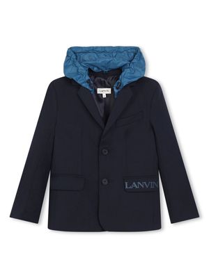Lanvin Enfant detachable-hood single-breasted blazer - Blue