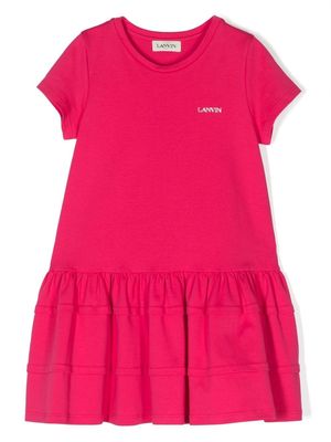 Lanvin Enfant embroidered-logo cotton dress - Pink