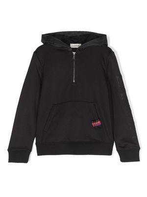 Lanvin Enfant half-zip logo-appliqué hoodie - Black