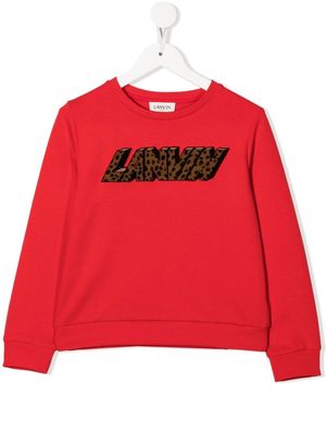 LANVIN Enfant leopard logo-embroidered sweatshirt