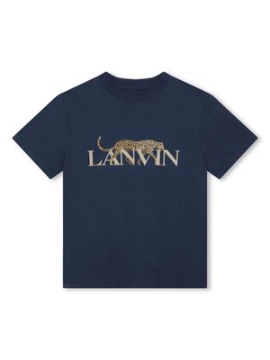Lanvin Enfant leopard-print cotton T-shirt - Blue