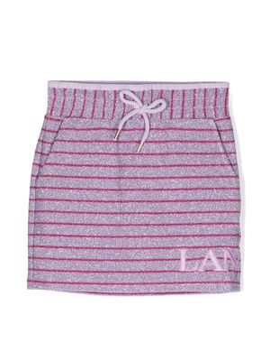 Lanvin Enfant logo-detail striped skirt - Purple