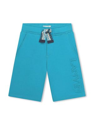 Lanvin Enfant logo-embossed cotton shorts - Blue