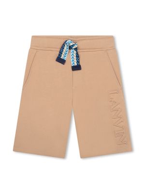 Lanvin Enfant logo-embossed cotton shorts - Neutrals