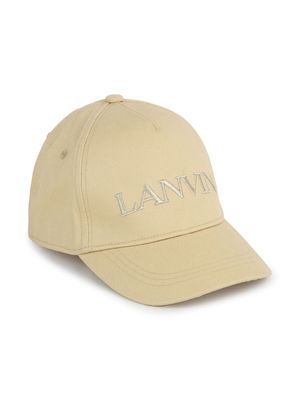 Lanvin Enfant logo-embroidered cotton cap - Neutrals