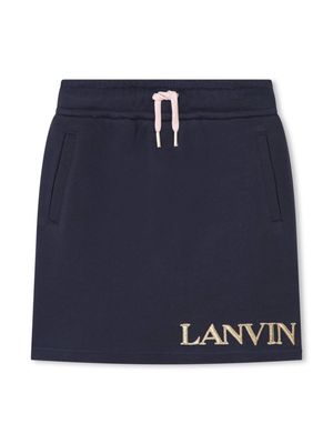 Lanvin Enfant logo-embroidered cotton skirt - Blue