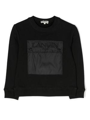 Lanvin Enfant logo-embroidered cotton sweatshirt - Black