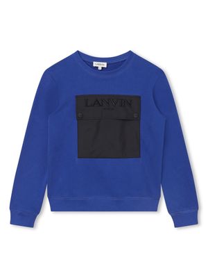 Lanvin Enfant logo-embroidered cotton sweatshirt - Blue