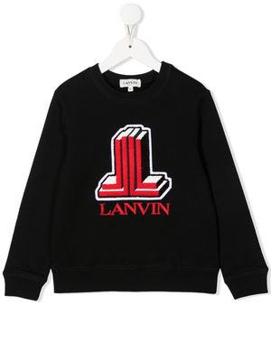 LANVIN Enfant logo-embroidered crew-neck sweatshirt - Black