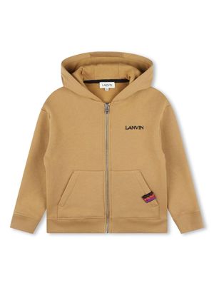 Lanvin Enfant logo-embroidered hooded cardigan - Brown