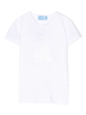 Lanvin Enfant logo-embroidered sequinned T-shirt - White