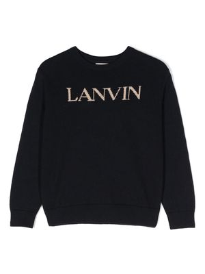 Lanvin Enfant logo-intarsia knit jumper - Blue