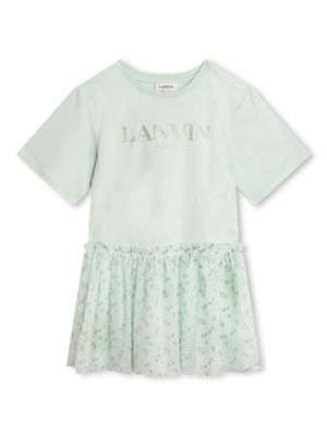 Lanvin Enfant logo-print cotton dress - Green