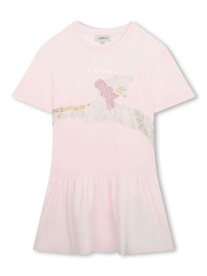 Lanvin Enfant logo-print cotton dress - Pink