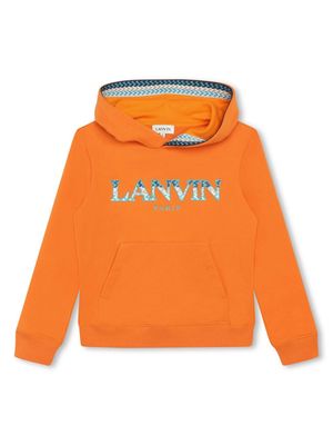 Lanvin Enfant logo-print cotton hoodie - Orange