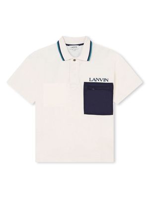 Lanvin Enfant logo-print cotton polo shirt - Neutrals