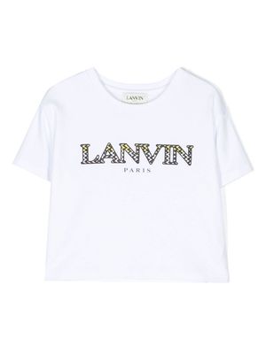 Lanvin Enfant logo print cropped T-shirt - White