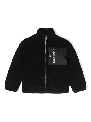 Lanvin Enfant logo-print fleece padded jacket - Black