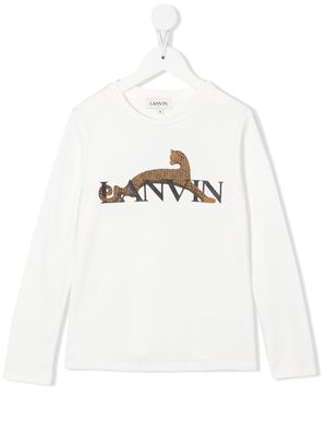 LANVIN Enfant logo-print long-sleeve T-shirt - White