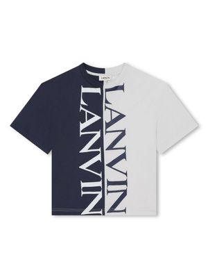 Lanvin Enfant logo-print two-tone cotton T-shirt - Blue