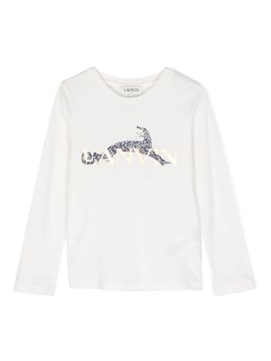 Lanvin Enfant metallic logo-print cotton shirt - White