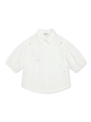 Lanvin Enfant rhinestone-embellished cotton blouse - White
