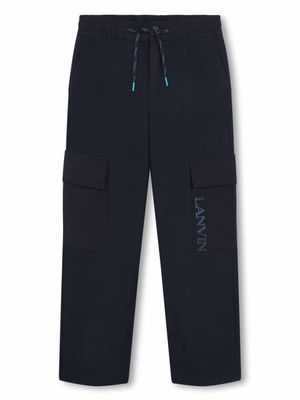 Lanvin Enfant rubberised-logo drawstring cargo trousers - Blue