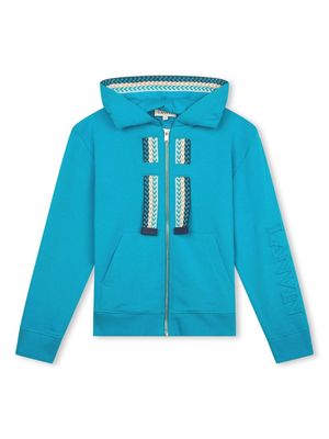 Lanvin Enfant zig zag-trim zip-up hoodie - Blue