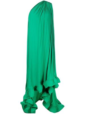 LANVIN flared-hem one-shoulder dress - Green