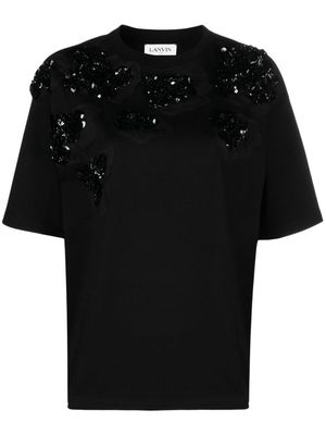 Lanvin floral-appliqué cotton T-shirt - Black