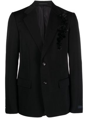 Lanvin floral-embellished wool blazer - Black