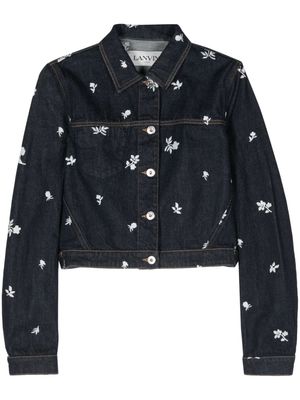 Lanvin floral-embroidered denim jacket - Blue