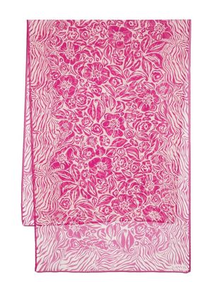 Lanvin floral-print silk-scarf - Pink