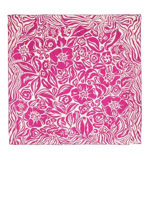 Lanvin floral zebra-print silk scarf - Pink