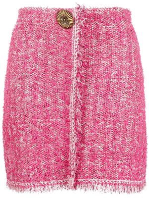 Lanvin frayed-edge tweed skirt - Pink