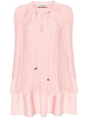 Lanvin frilled-neck pleated minidress - Pink