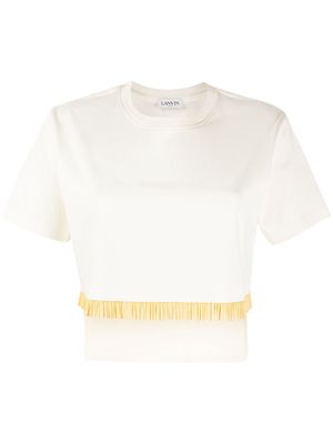 Lanvin fringed cropped T-shirt - Neutrals