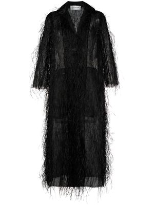 Lanvin fringed silk-blend coat - Black