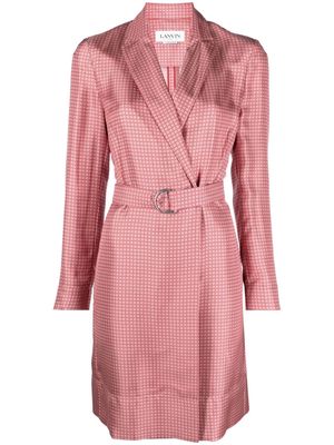 Lanvin geometric-pattern silk wrap dress - Pink