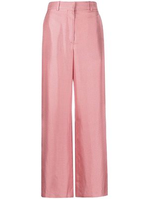 Lanvin geometric-print wide-leg silk trousers - Pink