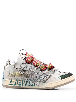 LANVIN graffiti-print chain sneakers - White