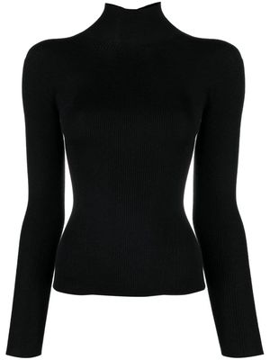 Lanvin high-neck ribbed-knit jumper - Black