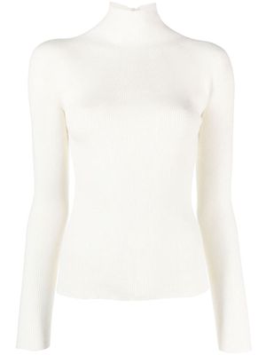 Lanvin high-neck ribbed-knit jumper - White