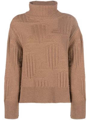 Lanvin intarsia-knit logo jumper - Brown
