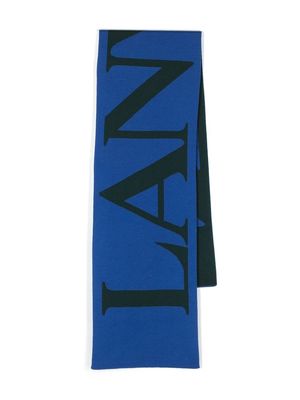 Lanvin intarsia-knit logo scarf - Blue