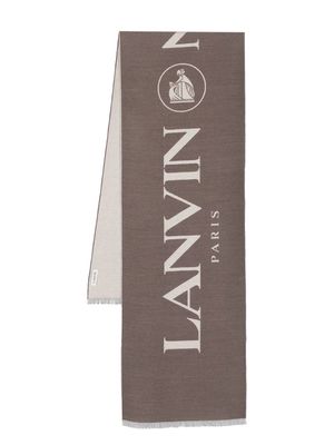 Lanvin intarsia-knit logo scarf - Brown